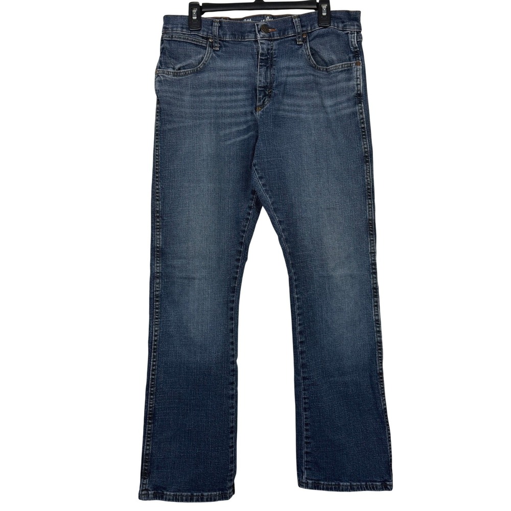 Wrangler Relaxed Bootcut Blue Jeans Mens 33x32 (Actual 31) Stretch Dark Wash